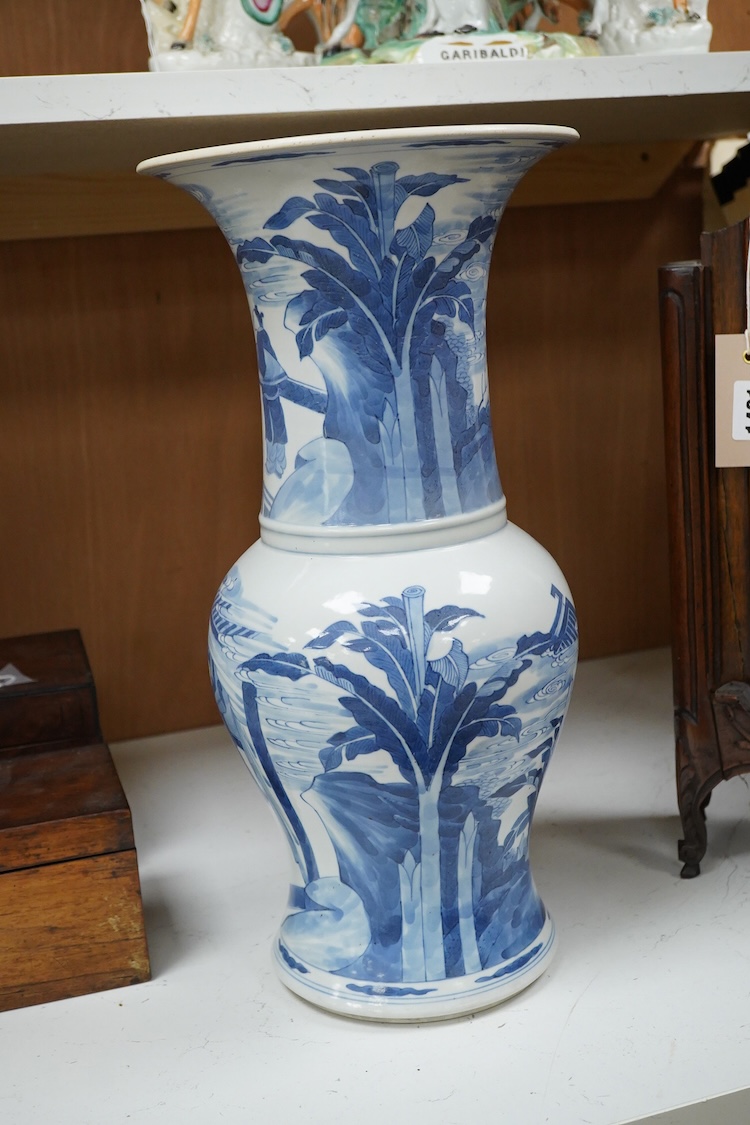 A Chinese blue and white Yen Yen vase, 42cm high